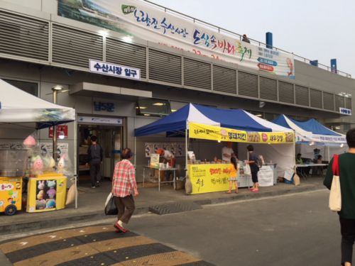 新しくなったノリャンジン水産市場で韓国の秋の味覚コノシロ刺身を食べる