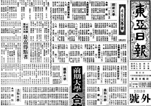 韓国最高学府♪新聞の号外で公表されたおよそ50年以上前のソウル大學校「合格者一覧」っス